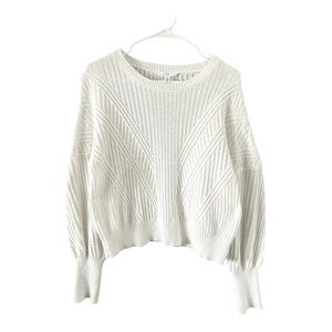 Time and Tru 100% Cotton Chic White Knit Sweater Size Small